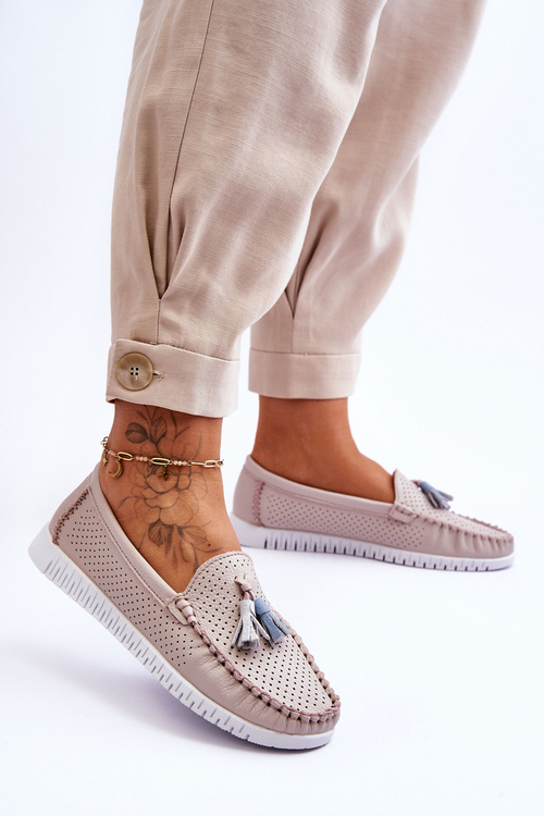 Dámske kožené openy Lanzarot svetloružové mokasíry