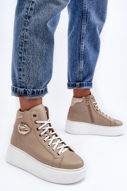 Dámské vysoké tenisky na zip Lemar Bež Katerin