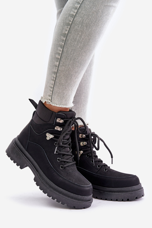 Dámské Černé Šněrovací Botky Rabaria