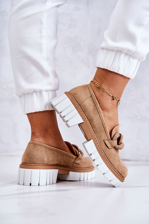 Loafer semišové topánky s dekoráciou tmavá béžová talisa