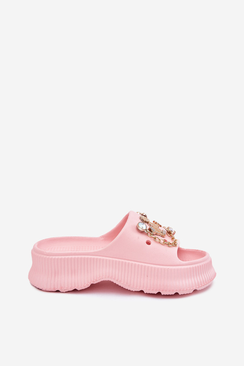 Pěnové Dámské Pantofle Se Zlatými Prstýnky Růžové Hortiana