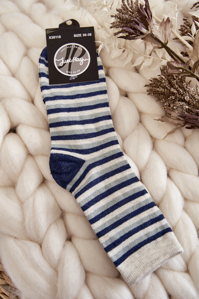 Dámske bavlnené klasické viacfarebné pruhované ponožky