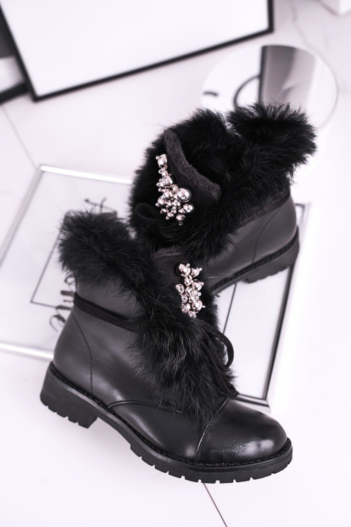 Izolované topánky pre deti s kožušinou čiernou ellou