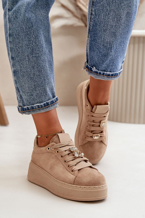 Dámské tenisky na platformě s medvídkem béžové Vailina