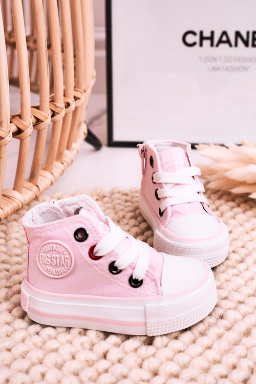 Detské vysoké tenisky s ružovým posúvačom veľkej hviezdy HH374191