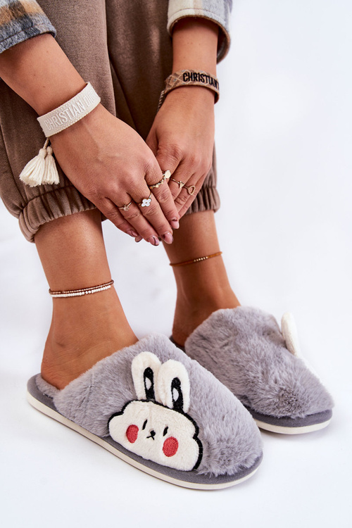 Dámské kožešinové pantofle s králičí šedou Trisha