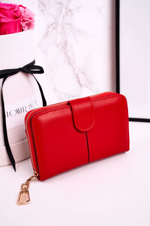 Elegantná dámska peňaženka pripevnená červeným zipsom