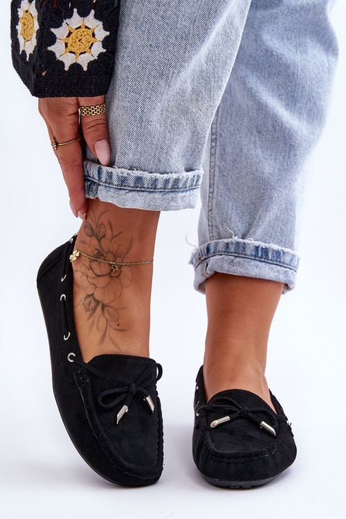 Ženské semišové mokasíny čierne