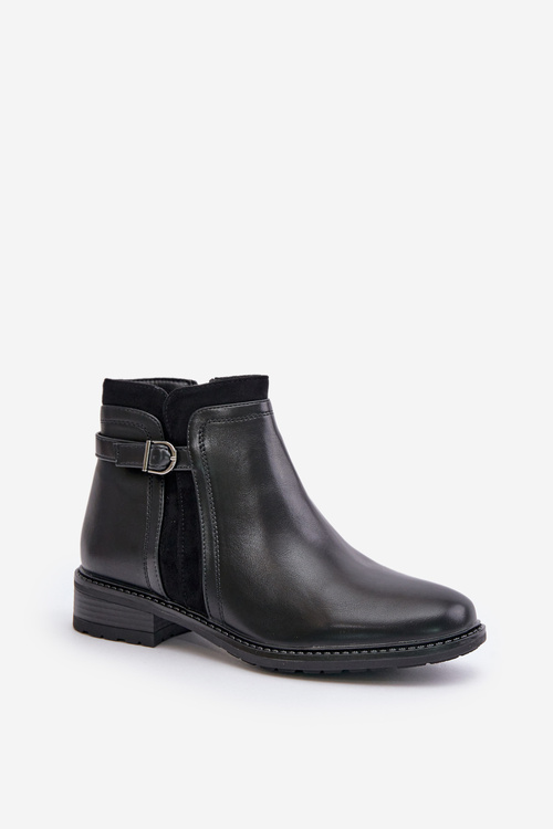 Zateplené dámské boty s nízkým kotníkem na zip z eko kůže černé Taitha