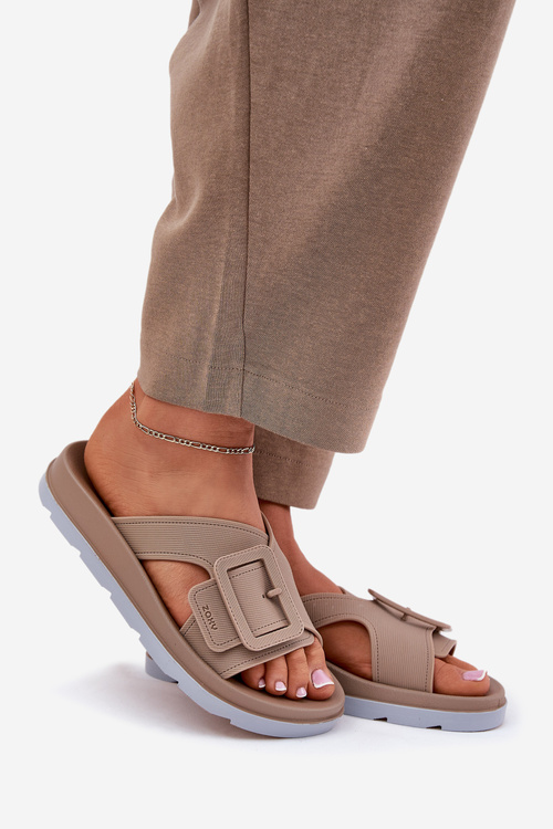 Voňavé Dámske Pantofle S Dekoratívnou Prackou Béžové ZAXY RR285076