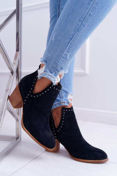 Dámské Ktníkové Boty Na Podpatku Slip-on s Výřezy Černé ManiMani