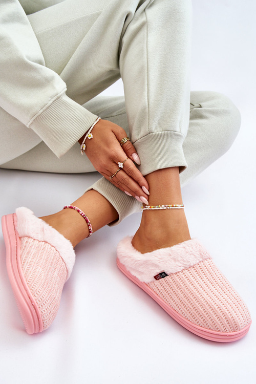 Dámské zateplené nazouváky s kožíškem Růžove Leriss