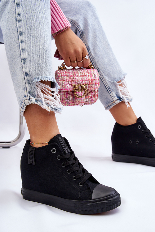 Vysoké tenisky na skrytom klinoch Big Star LL274034 čierna