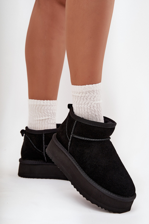 Semišové dámske zimné čižmy na platforme Vinceza 97962 Čierne