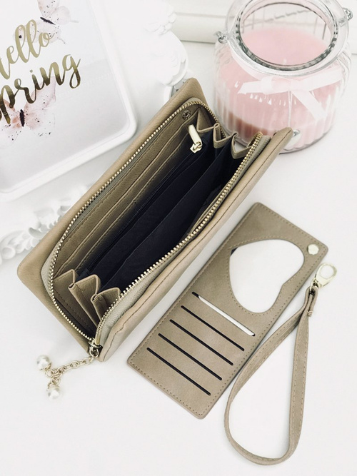 Large Women's Black Trendy Wallet Gold Zipper