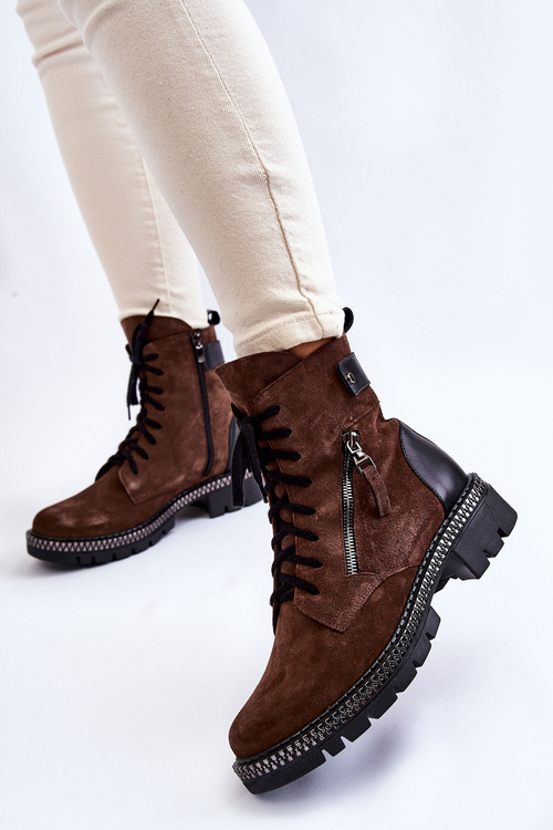 Semišové zateplené boty Laura Messi 2508 Hněde