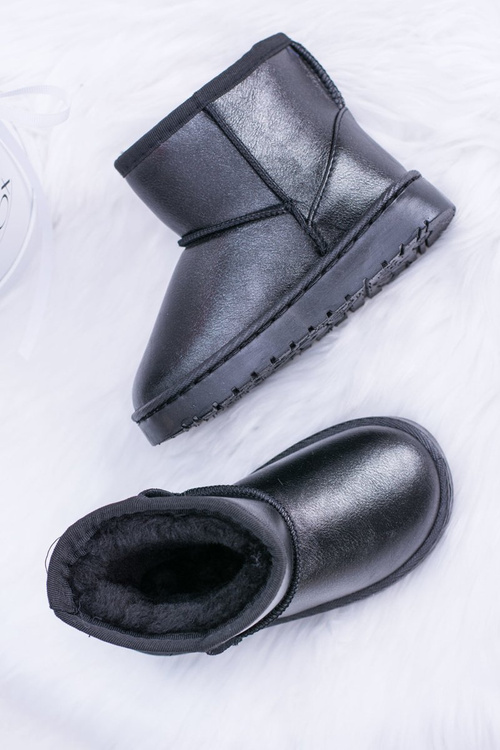 Teplé dětské sněhové boty s kožešinou černé Scooby