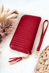 Velká prošívaná peněženka s popruhem Červený