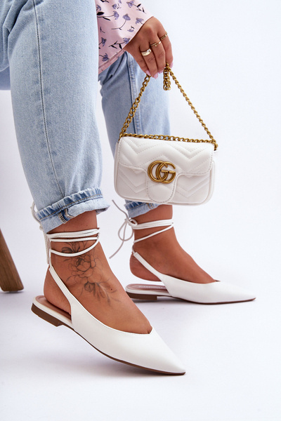 Dámské baleríny se šněrováním bílé Lilly Ann