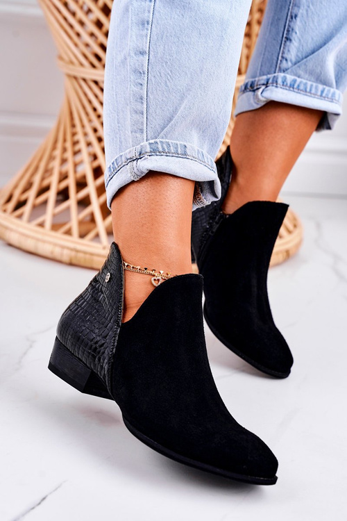 Dámske kožené topánky Maciejka maľované čierne zvieracie vzory 04091-72