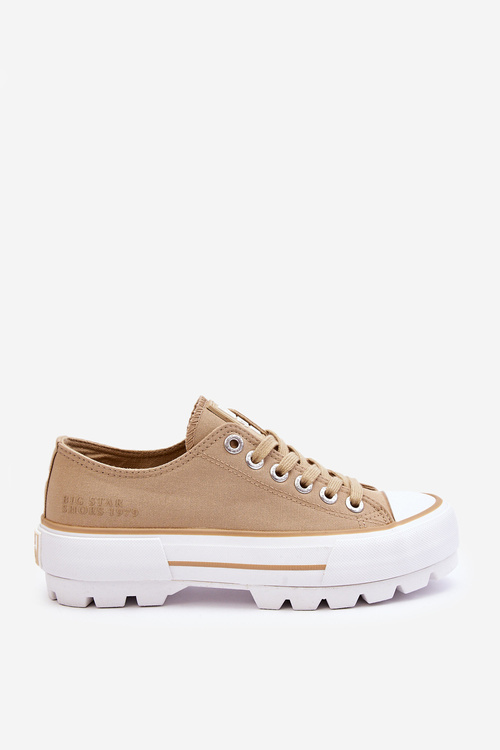 Materiálne tenisky na veľkej hviezde LL274154 Beige Platform