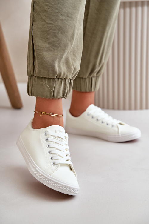 Dámske kožené viazané klasické tenisky biela Misima