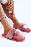 Dámské pantofle s bambulí a kožešinou Růžove Sahira