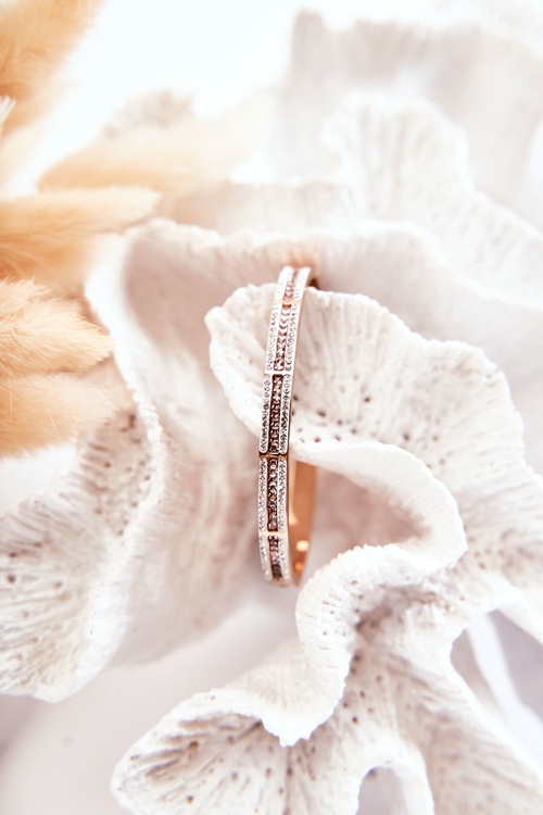 Dámsky oceľový náramok s zirkónmi Pink Gold Clar