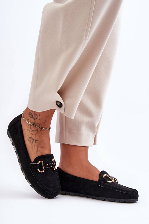 Dámske semišové mokasíny s ornamentom Black Dionira