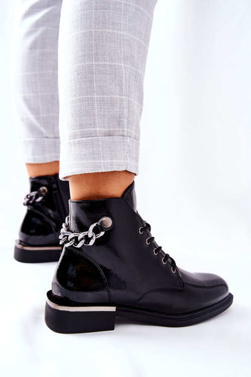 Boty Izolované Lakované Sergio Leone Se Zipem černé BT405