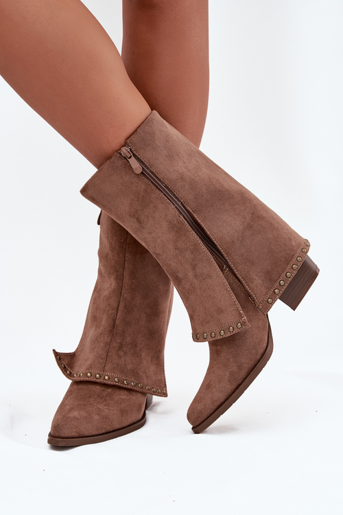 Dámské zimní kozačky s otočeným lemem Vinceza 16516 Béžové