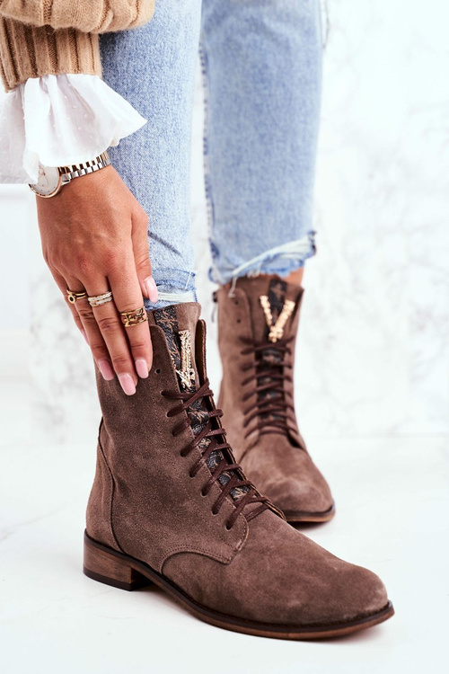 Dámské Kotníkové Boty Kožené Cappuccino Nicole 2593