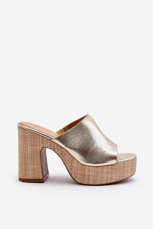 Dámske sandále na opätku zlaté Siobhan