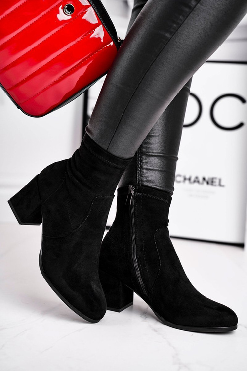 Dámské Kotníkové Boty Na Podpatku Černé Merducio