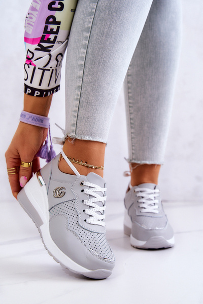 Dámská kůže sportovní obuv Sneakers Šedá Loissa