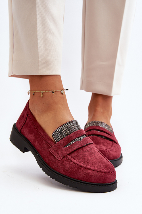 Dámske zdobené mokasíny bordové Dananei