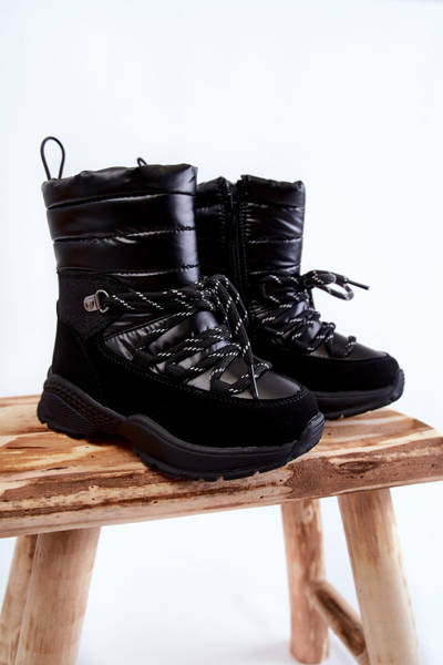 dětské teplé sněhule se zipem Černé Leena