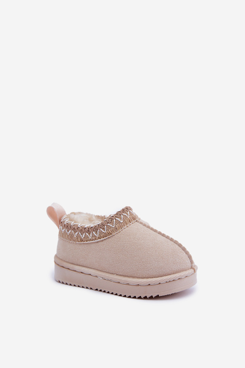 Snehové topánky detské na platforme zateplené kožušinou svetlo béžové Vilabria