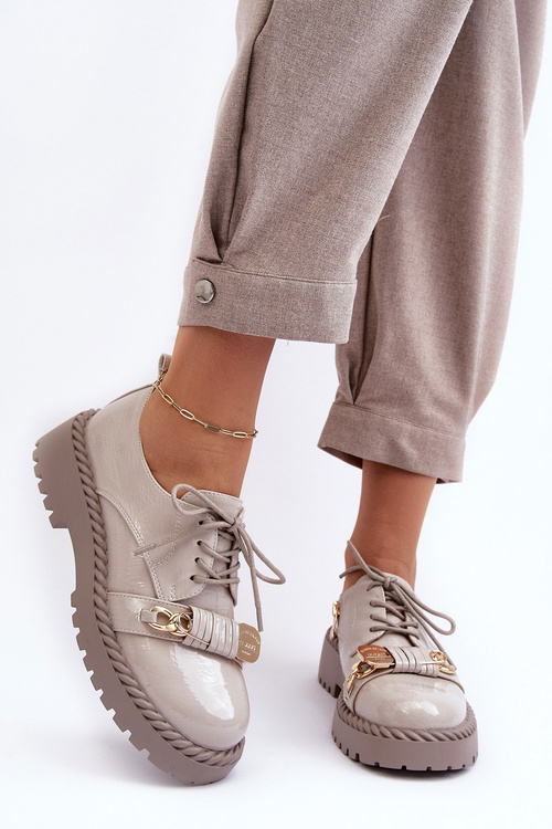 Dámské lakované polobotky D&A MR870-81 šedé