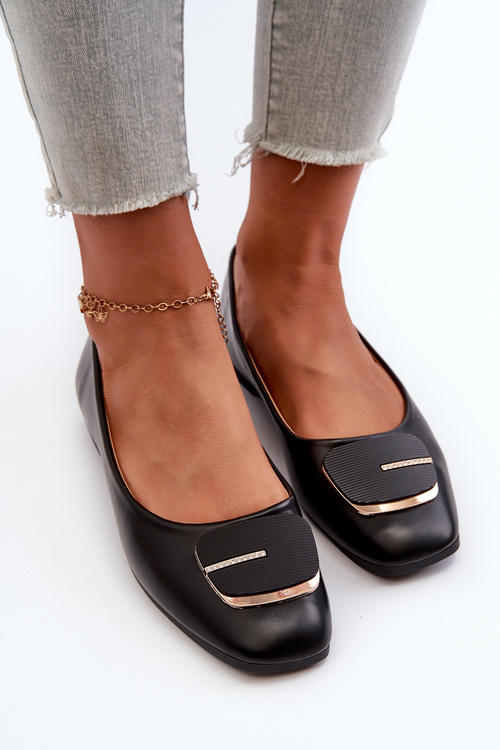 Dámske balerínky z ekokože s ozdobou Čierne Edoslli
