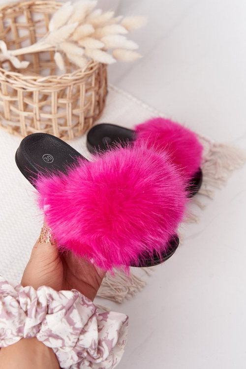 Detské flip -flops s kožušinou Fuchsia Fashionista