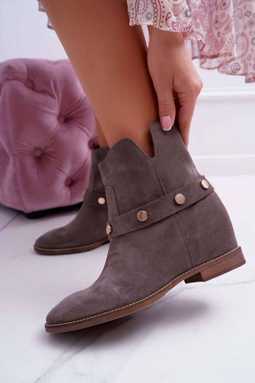 Dámské Kotníkové Boty Laura Messi 1890 Kožené Šedé Darmah