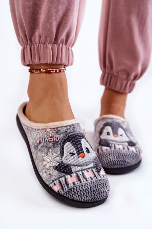 Dámské domácí pantofle Penguins Inblu EC-81-025 Šedé