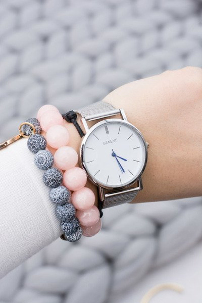 Women's Silver Stylish Watch with Bracelet