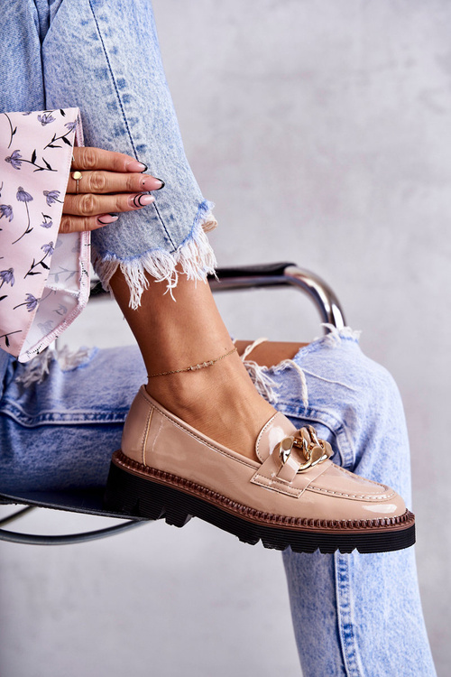 Lafefer lakované topánky na platforme Reidun béžovej platformy