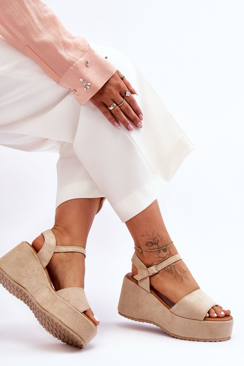 Ženské semišové sandále na klboch beige lydia