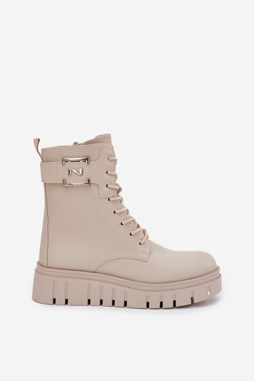 Dámske Čižmy Na Platforme S Ozdobným Detailom Zateplené Svetlo Béžové Lyrana