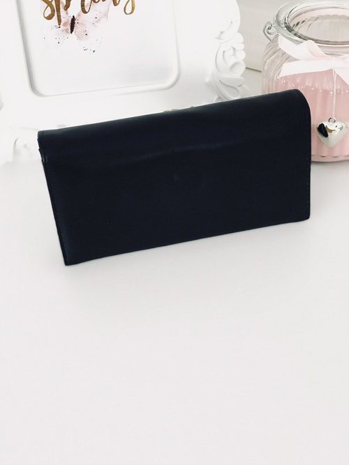 Large Women's Black Trendy Wallet Gold Zipper