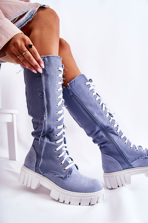 Vysoké vázané boty Kayra Modrá Trappers