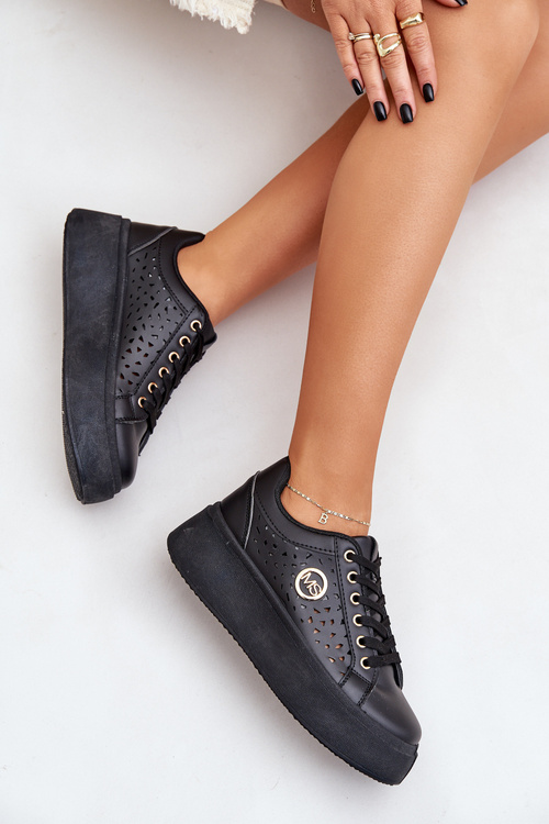 Dierované Tenisky So Zlatým Detailom Čierne Cassildi